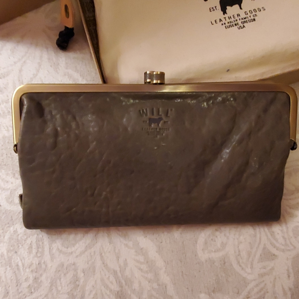Will's Leather Goods Wallet Grey Clutch